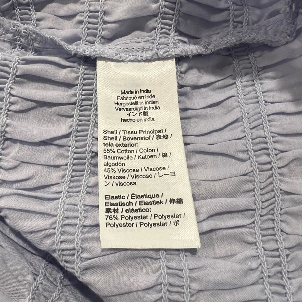 J Crew Smocked button-up shirt cotton-blend voile light blue short sleeve BU278 - Picture 6 of 8
